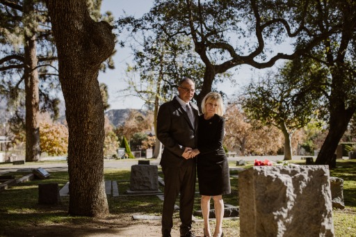 couple at a gravestone