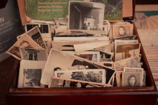 Old photos in a brown box