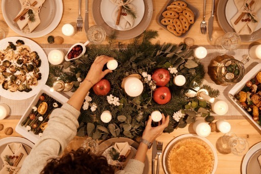 View of holiday table set up