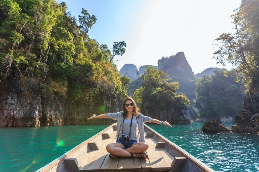 Woman sitting on a boat