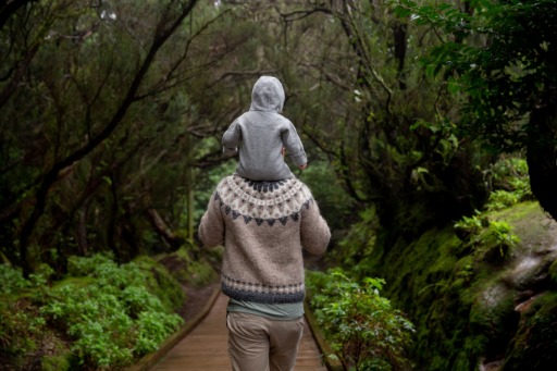 Father with a son on his shoulders