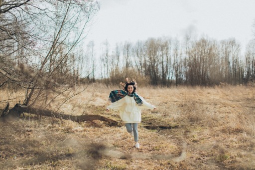 A woman hiking in nature