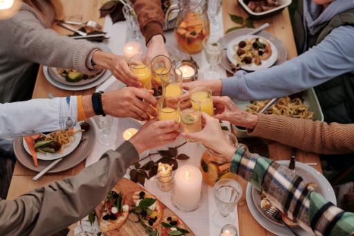 family toasting